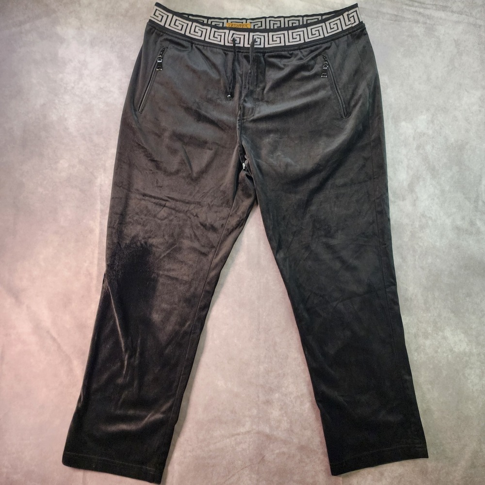 Men's Prestige Original Velour Joggers Sweatpants Greek Key Waistband 2X‎